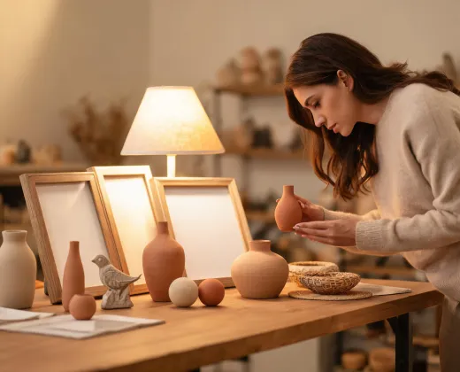 Decor buyer reviewing samples