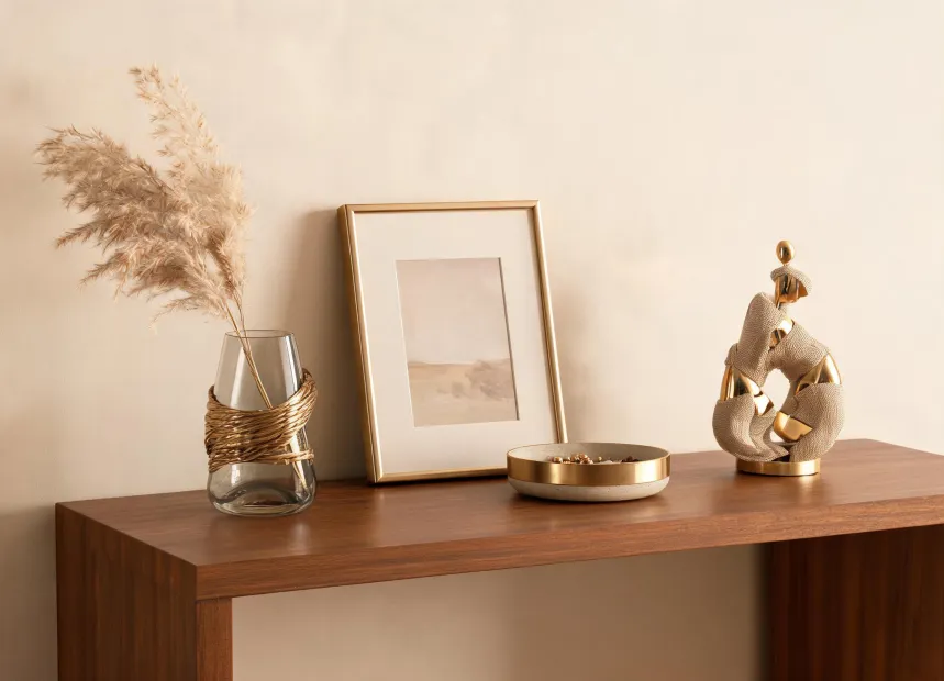 Decorative vase and framed gift vignette